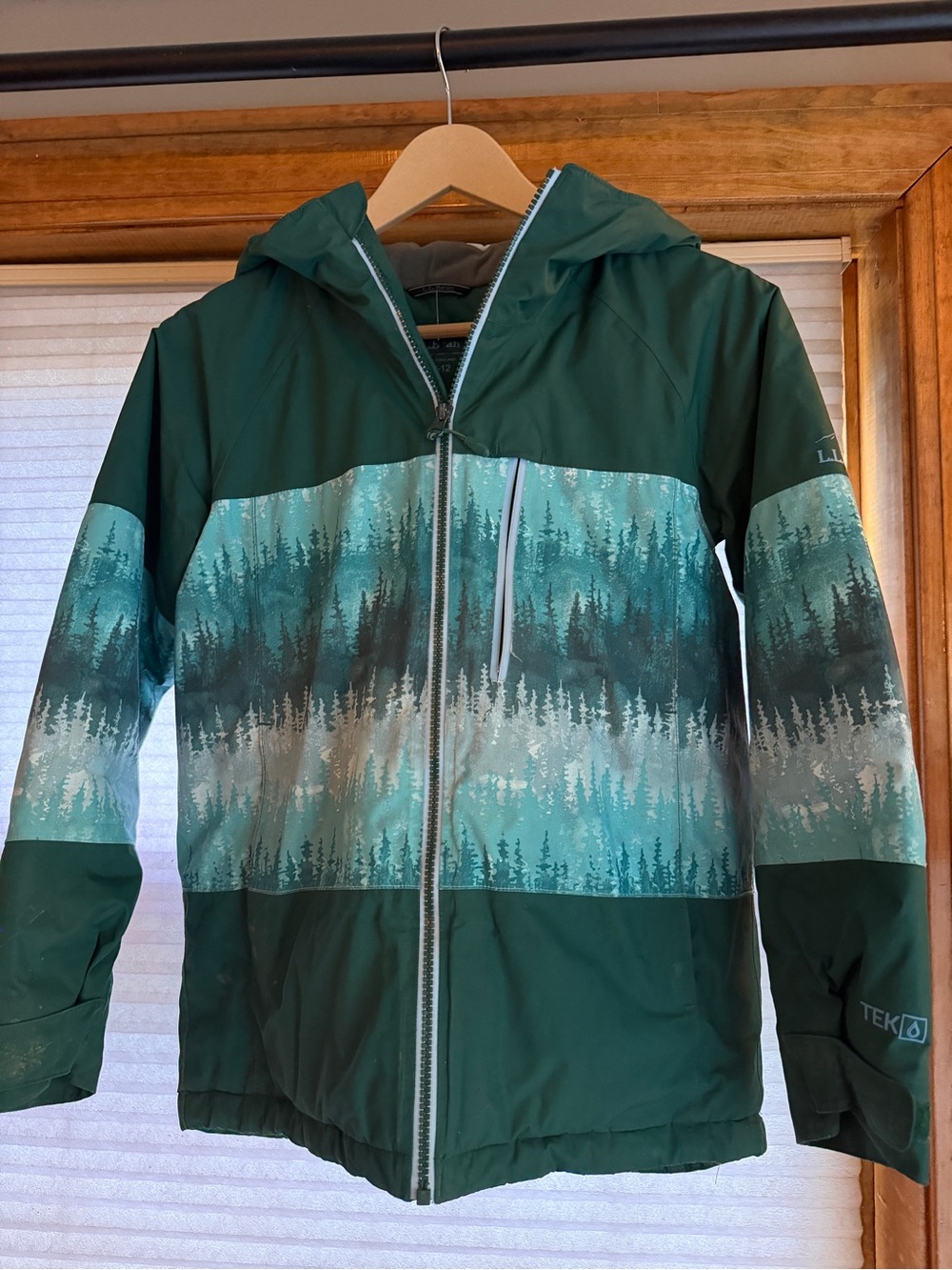 L.L. Bean Boys Forest Green Hooded Jacket size M 10-12